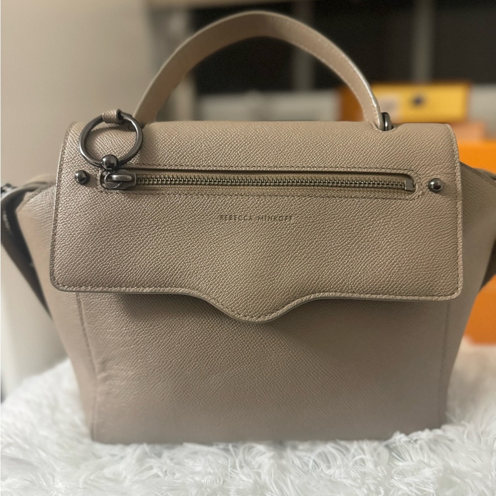 Rebecca Minkoff Gabby Top Handle Sabdrift Tan Leather Satchel Bag - MSRP $248